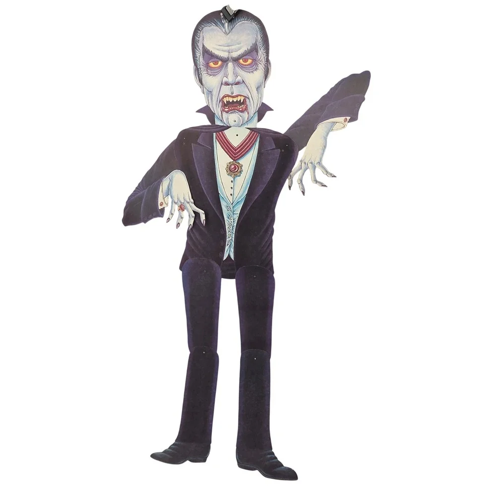 Vampire Dracula Halloween Jointed Double Sided Die-Cut Realistic Decor Vintage
